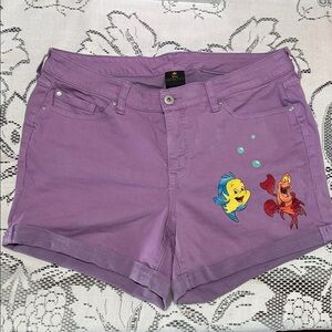 Disney Princess Size 16 Little Mermaid Flounder & Sebastian Purple Shorts Torrid